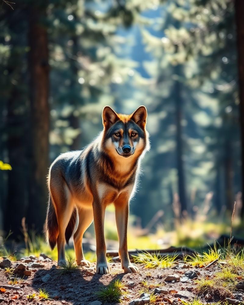 Lobo-ibérico numa floresta de montanha