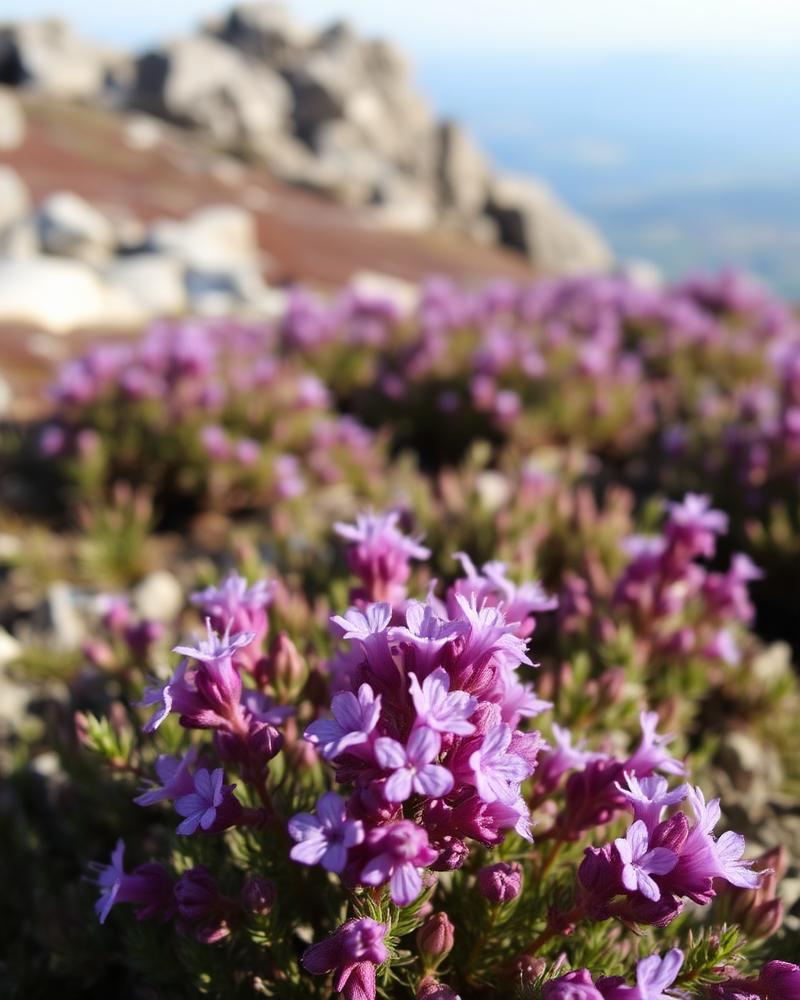 Urze em flor entre rochas graníticas